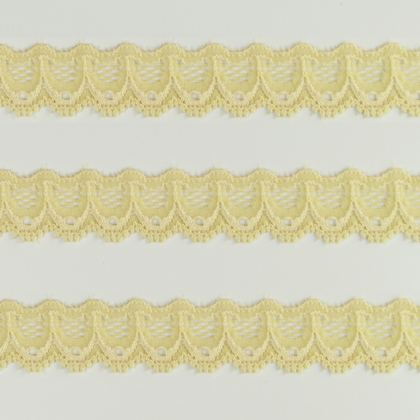 Spitzenband schmal elastisch in vanille gelb