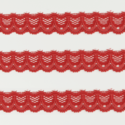 Spitzenband schmal elastisch in erdbeer rot