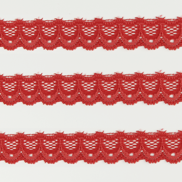 Spitzenband schmal elastisch in erdbeer rot